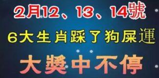 2月12、13、14號大獎中不停,踩了狗屎運的生肖。