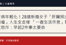 肝病年輕化!28歲新婚女子「肝臟照出腫瘤」人生全走樣 「一查生活作息」醫生怒斥:早起2件事太要命